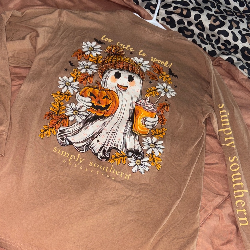 Simply Southern Brown Halloween Ghost Shirt